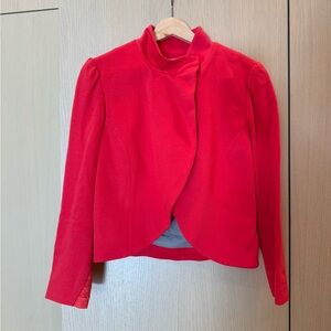 Alice & Olivia Red Cropped Jacket with High Collar
